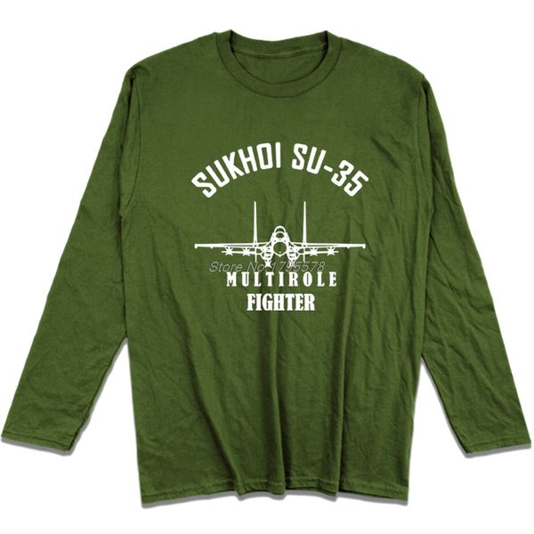 

fashion sukhoi su 35 multirole fighter t-shirt men long sleeves cotton tshirt casual men hip hop shirt tees harajuku streetwear, White;black