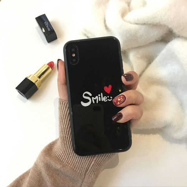 

2018 coming new for iphone 6 plus glass cover new cute smile letters tempered glass case for apple tempered glass cover