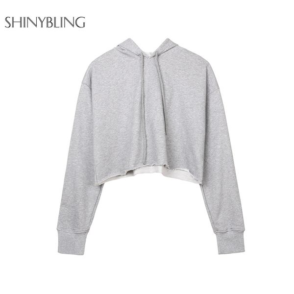 

shinybling fall women sweatshirt 2018 drop ship hoodies solid crop sweatshirt long sleeve jumper hooded pullover coat loose top, Black