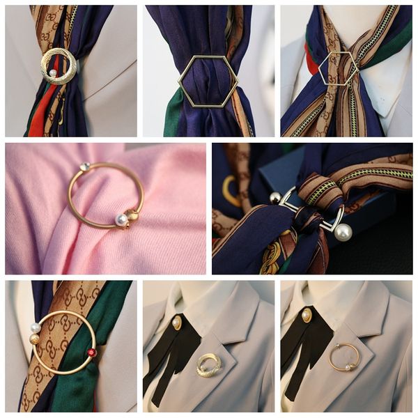 

simple geometry circle coat pin shawl scarf accessory korean jewelry creative pearl fashion brooches broche wholesale drop shipping, Gray