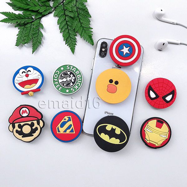 

dhl silicone cartoon holders super hero expanding holder stand grip clip ring for smartphone air bag cell phone bracket with package