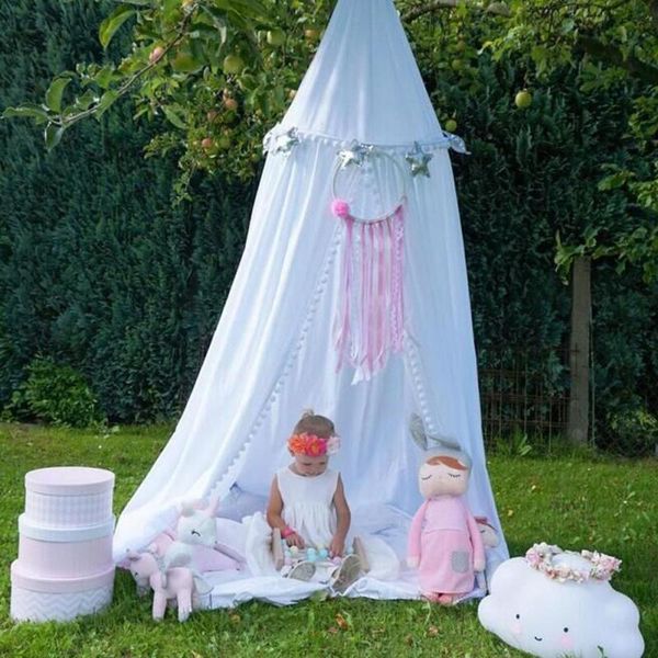 

mosquito bed curtain round crib tent hung dome mosquito net new children's room decorated hair ball dome nets a30