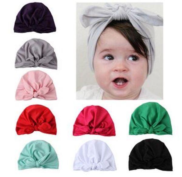 

new europe us baby hats bunny ear caps turban knot head wraps infant kids india hats ears cover childen milk silk beanie 60 pcs, Blue;gray