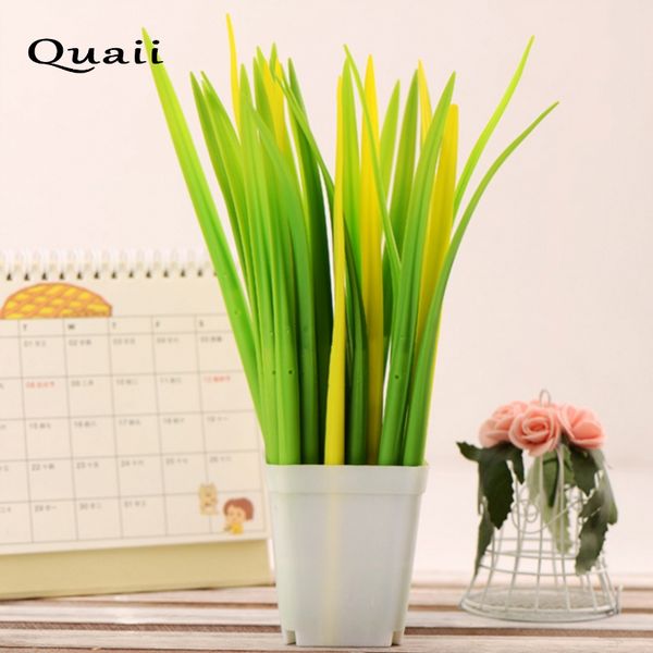 

quaii creative grass pen 30pcs gel ink pen grass potting decoration writing boligrafo gel school office accessories caneta