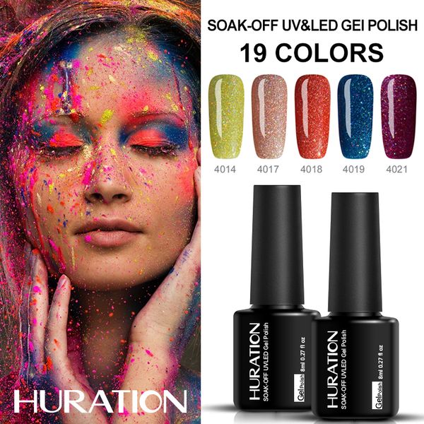 

huration 8ml neon 19 colorful nail art gel varnish long-lasting soak off uv led beauty neon nail gel polish lacquer white, Red;pink
