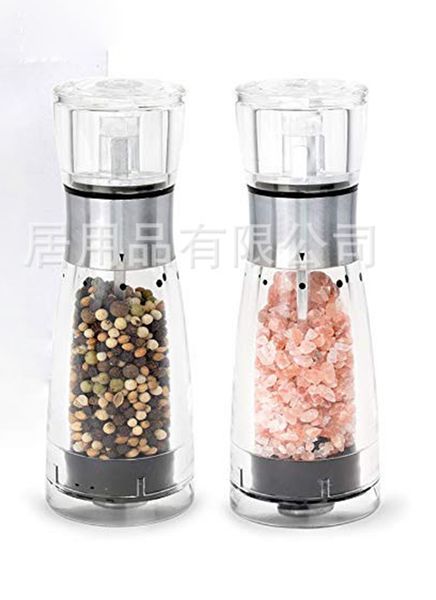 

Western Food Acrylic Grinders Pepper Mills Stainless Steel Household Manual Pepper Grinder Bottle Sea Salt Grinder