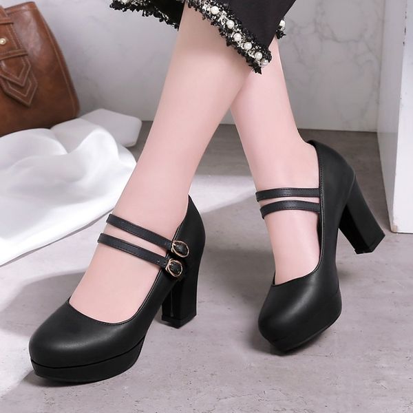 

2018 new large size 32-43 women platform shoes round toes mary janes high heel 8.5cm female shoes afl&081, Black