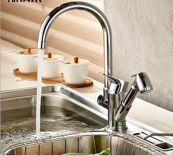 

new arrivals kitchen faucet with pull out hand shower head brass chrome kitchen sink faucet pull out water tap sink tap