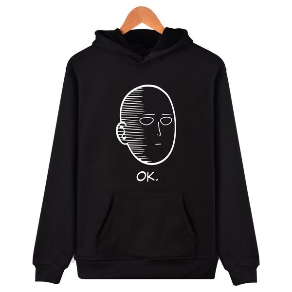 

new one punch man hoodie men hero saitama oppai hoodies funny winter autumn japan anime cool funny hooded sweatshirt loose streetwear, Black