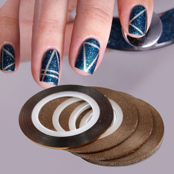 

4pcs/lot 1mm 2mm 3mm mixed chocolate colors nail striping tape line nail art decor diy adhesive sticker accessory nd299, Black