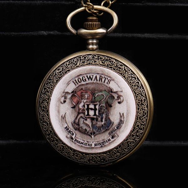 

royal goods h a r r y hogwarts school of magic badge classic fashion souvenir quartz pocket watch with 80cm necklace chain, Slivery;golden