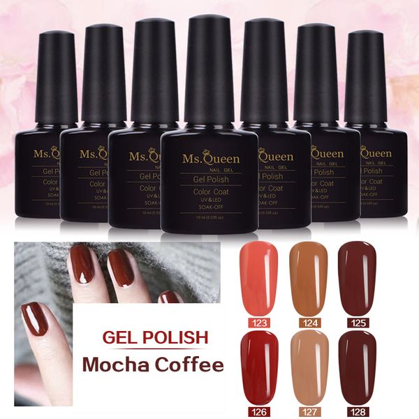 

ms. queen mocha coffee series nail gel polish gorgeous caramel coffee color uv gel polish 10ml soak off uv varnish lacquer, Red;pink