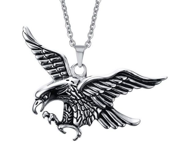 

stainless steel vintage eagle pendant necklace, Silver