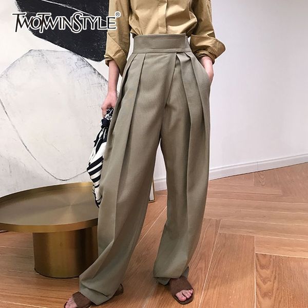 

twotwinstyle 2018 autumn women's harem pants high waist causal loose trouser for women pants female clothes fashion elegant new, Black;white