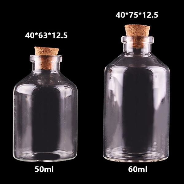 

20pcs 50ml 60ml small glass bottles with cork ser empty spice bottles jars gift crafts vials