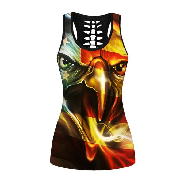 

golden bald eagle american flag printed casual women vest, White