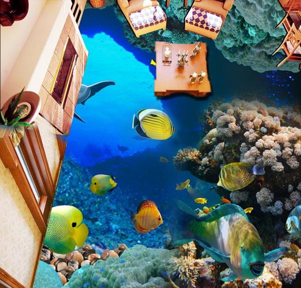 

floor wallpaper for kids room living room bedroom ocean world 3d floor to painted tiles pvc self-adhesive