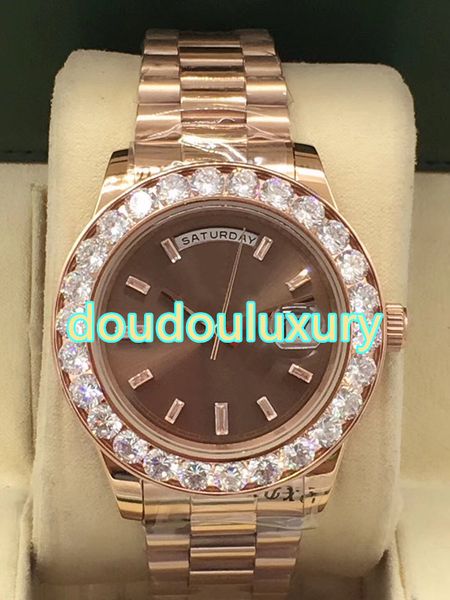 

rose gold stainless steel men's watches fully automatic mechanical sports watch luxury fashion diamond bezel watch ing, Slivery;brown