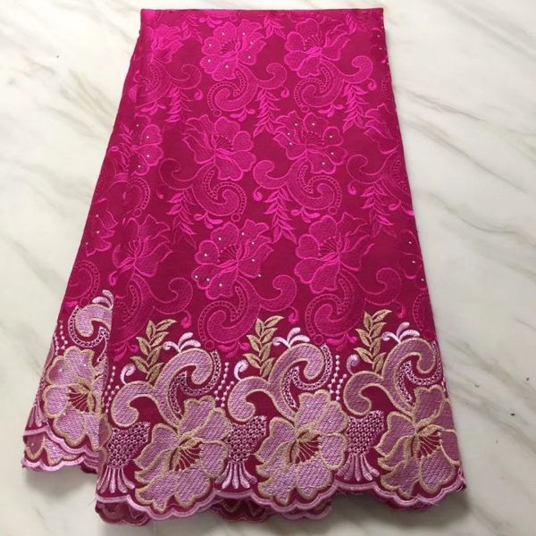 

5yards/pc fuchsia flower african high cotton fabric embroidery swiss voile lace for clothes bc33-1, Black;white