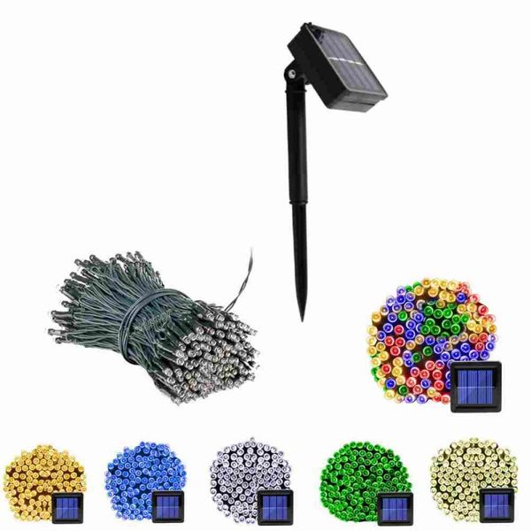 

led solar string fairy light 7m 12m 100leds 22m 200leds premium quality waterproof solar power 7 colors for garden decoration