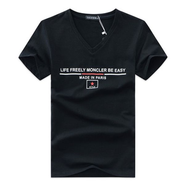 

Male Short T shirt Plus Size S-5XL V neck Letter Print Men's Casual Short Sleeve Tee High Quality Basic Cotton Top For Sales