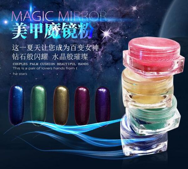 

beauty nail polish powder rhinestones discoloration silver nail glitter magic domestic mirror, Silver;gold