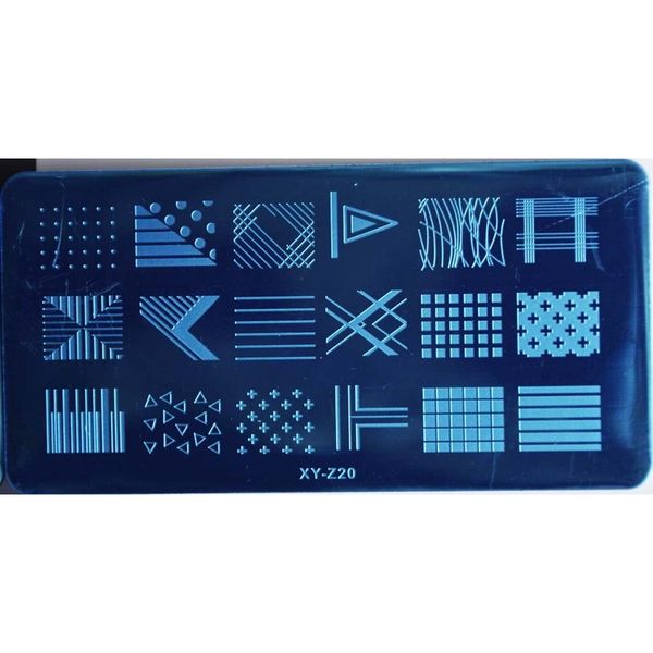 

1pcs xyz rectangle stamping template plate geometric pattern manicure nail art stamp image plates 20 designs available xy-z020, White