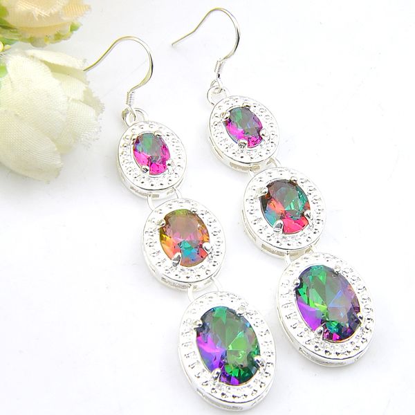

6 pairs/lot luckyshine thanksgiving gift vintage fire mystic z gems 925 sterling silver dangle earrings russia canada drop earrings