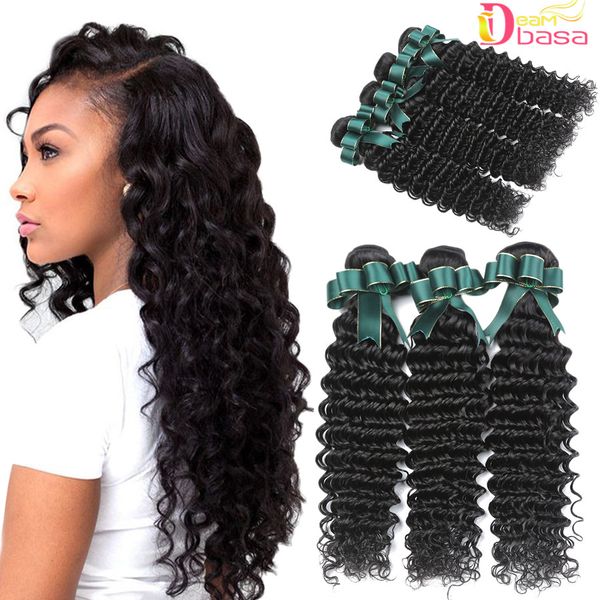 8a Brazillian Deep Wave Curly Bundles Unprocessed Peruvian