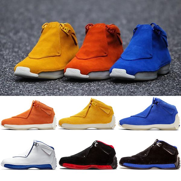 

xxxiii air 18 blue suede basketball shoes mens designer sneakers orange yellow cool grey og asg black royal defining moments sports trainers, White;red