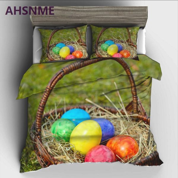 

ahsnme decorated egg basket bedding set high-definition print quilt cover for ru au eu king double size market jogo de cama