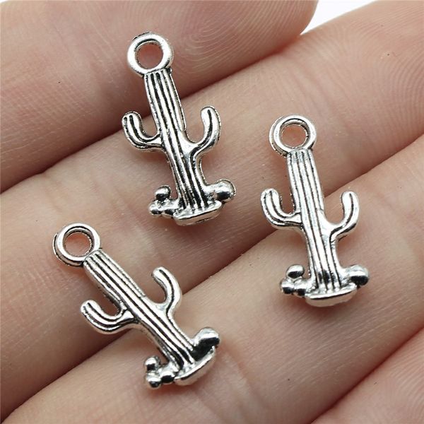 

wysiwyg 15pcs 20x9mm cactus charm pendants for jewelry making antique silver cactus pendants charm, Bronze;silver