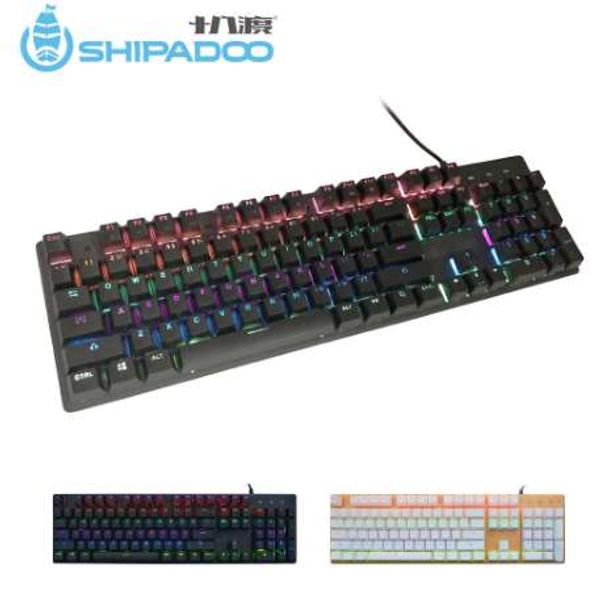 SHIPADOO JK200 Tastiera meccanica da gioco USB Tastiera multimediale ergonomica cablata Retroilluminazione a LED arcobaleno 104 tasti Anti-ghosting