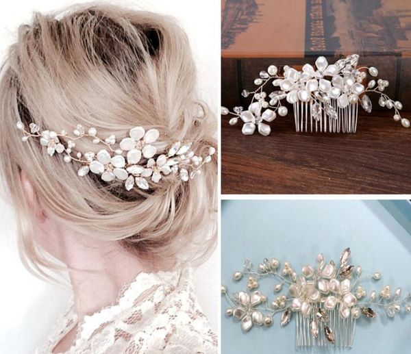 European Women Bridal Wedding Hair Combs Pearl Crystal Bridal Hair