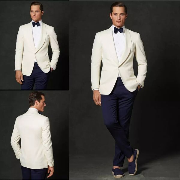 

2018 handsome ivory men suits blazer slim fit groom tuxedos custom made men business suit two pieces wedding suits man (jacket+pants, Black;gray