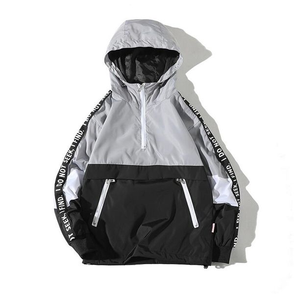 

asstseries jackets men patchwork side letter hooded jacket tracksuit high street coats hip hop male streetwear couple windproof, Black;brown