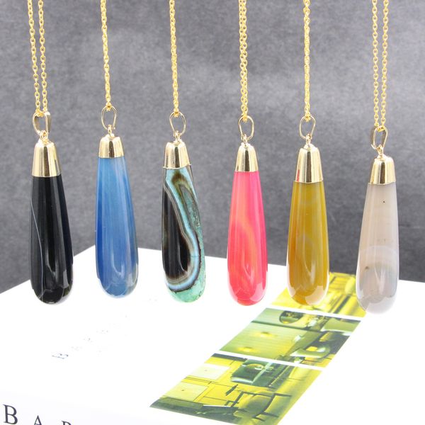 

горячая европа сша природный камень падение образный кристалл кулон ожерелья цилиндрической формы ожерелья женщин ювелирные изделия праздник, Silver