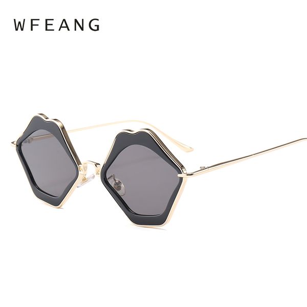 

wfeang shape of the lips sunglasses women luxury cute rimless sun glasses retro sunglass for ladies brand designer uv400, White;black