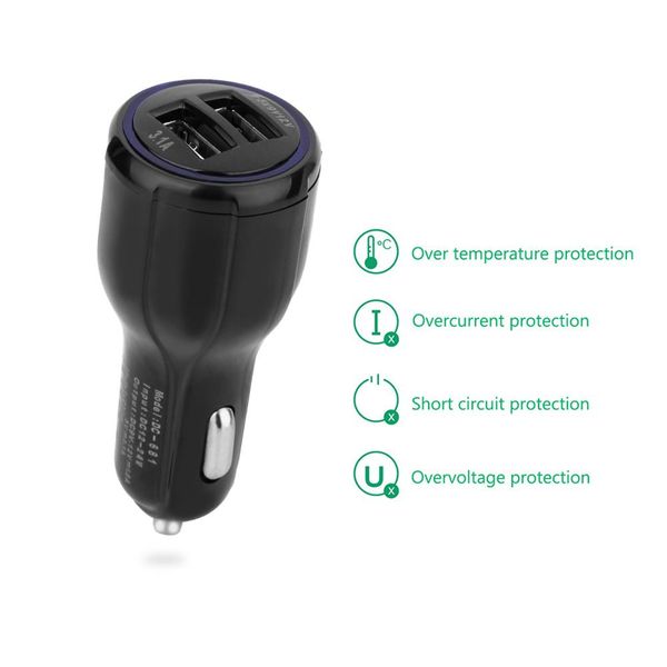 

fast quick charge 3.0 stand dual usb qc3.0 car charger 2.4a for samsung galaxy s9 s8 for htc m9 nexus 6 lg g4 100pcs/lot