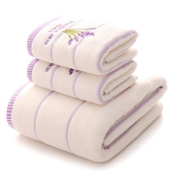 

3 pieces luxury lavender 100% cotton bath towels set for 2pcs face towels washcloth 1pc bath towel bathroom