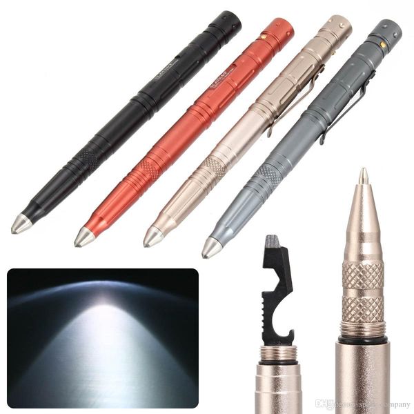 

edc multi-function tactical pen survival led flashlight emergency glass breaker self defense tool ballpoint pen ligh