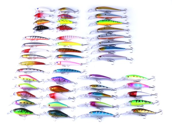

lenpaby 56pcs hard fishing lure set assorted bass fishing lure kit colorful minnow popper crank rattlin vib