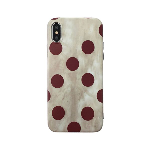 

for iphone x phone cases circular wave point retro wine red frosted soft all-inclusive cell phone case for iphone 6 7 8 plus