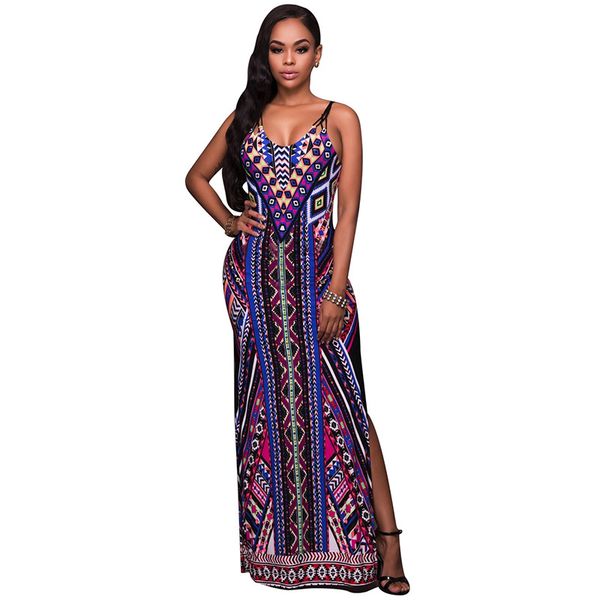 

summer new european and american printed sling dress, long skirt, one step skirt, 2018 women's wear, White;black