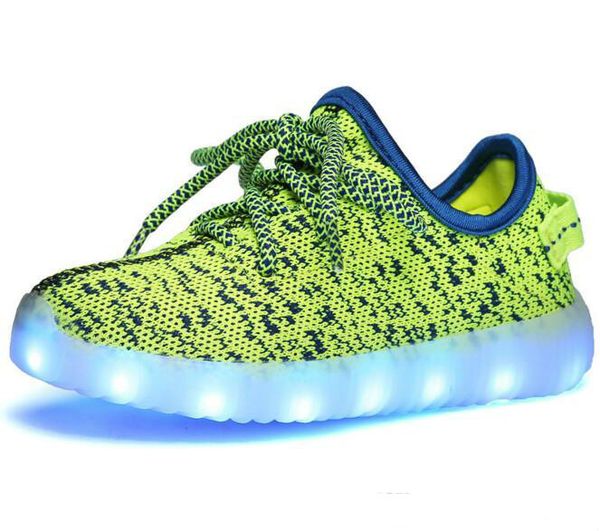 

eur25-37 usb charging breathable summer children basket led shoes kids with lights up luminous shoes for girls&boys sneakers, Black