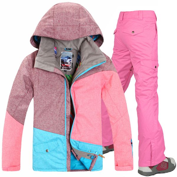 

new winter gsou snow snowboarding set women waterproof windproof women ski suit snowboard jacket and pants