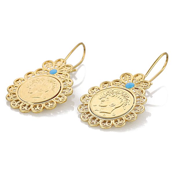 

fashion trendy coin earrings for women gold color jewelry earring jewelry arab coins middle east jewelry, Silver
