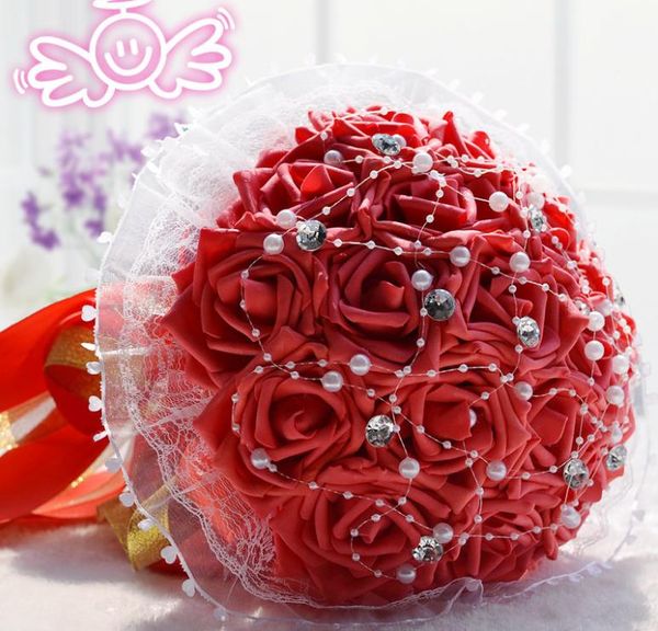 

new 18 flower red bride bouquet wedding gift simulation flower