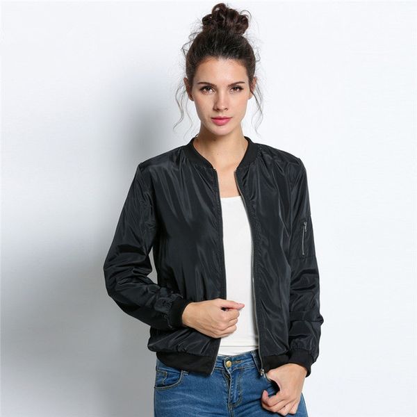 

Regular Autumn Fashion Bomber Jacket Women Long Sleeve Basic Coats Casual Thin Slim Outerwear Short MA1 Pilot Bomber Jackets
