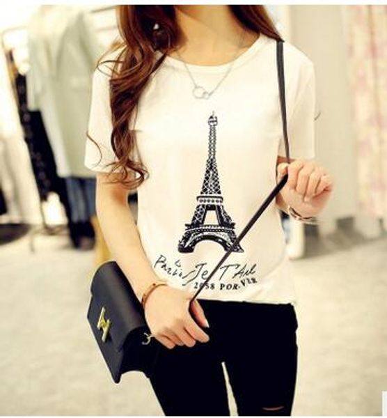 

cpi eiffel tower paris letters print women tshirt cotton casual funny t shirt for girl tee hipster tumblr drop ship, White